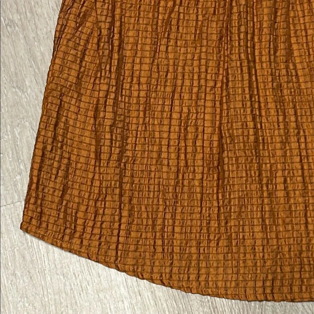 Mine Lace Detail Textured Plaid Like Blouse Sz M